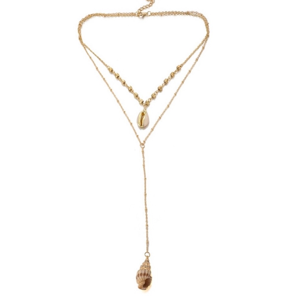 FINAL PRICE—Cowrie & Golden Sea Shell Necklace!! - Picture 3 of 5